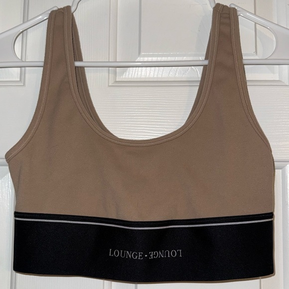 Tan, White, Black Women's Lounge Crop Top Bralette from LOUNGE- Size M - Picture 3 of 4